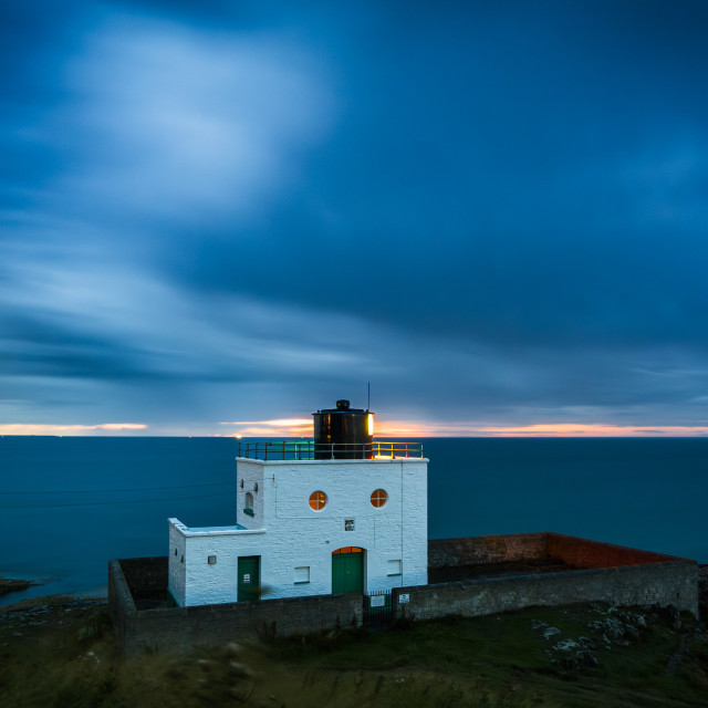 "A summer Blue Hour at Bamburgh, Northumberland" stock image