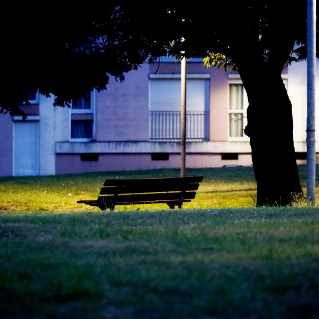 "A bench at night" by Amit Mendelsohn - $48.79 "A bench at night" stock image