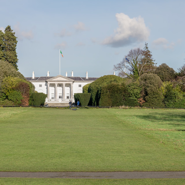 "The official home of the President of Ireland from Phoenix Park, Dublin" stock image