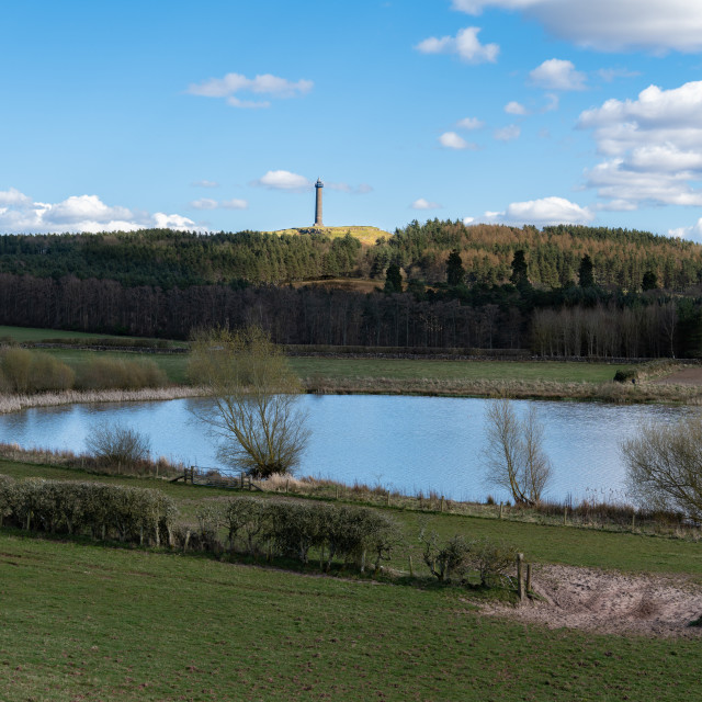 "The Waterloo Monument and Folly loch near Jedburgh" stock image