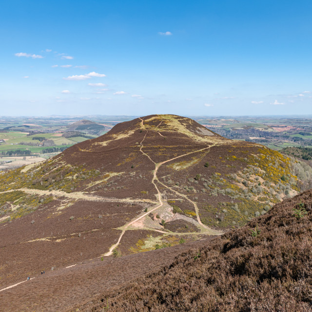 "West Side Path up Eildon Hill North from the top of Eildon Mid Hill, Scottish Borders, UK" stock image