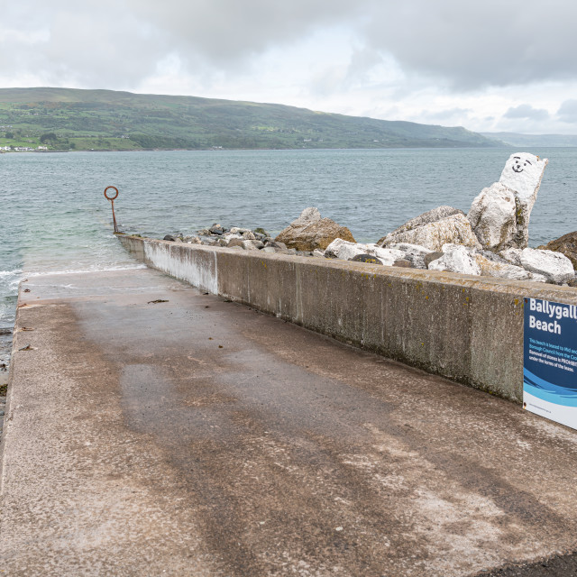 "Ballygally Public Slipway in County Antrim, Northern Ireland" stock image