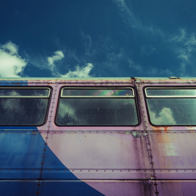 "Exterior of a Class 142 Pacer locomotive from an unusual angle. Photographed at the Whitrope Heritage Centre, Scotland" stock image