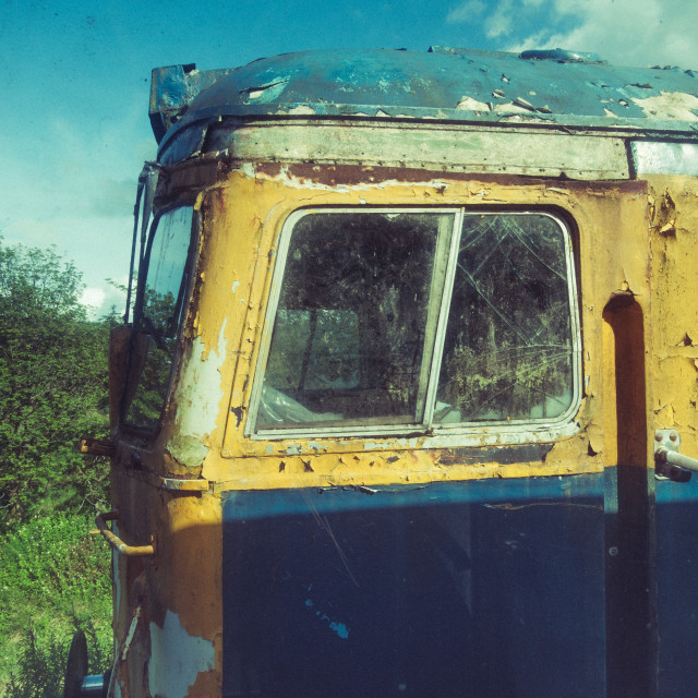 "Detail of a diesel locomotive at the Whitrope Heritage Railway, Scotland" stock image