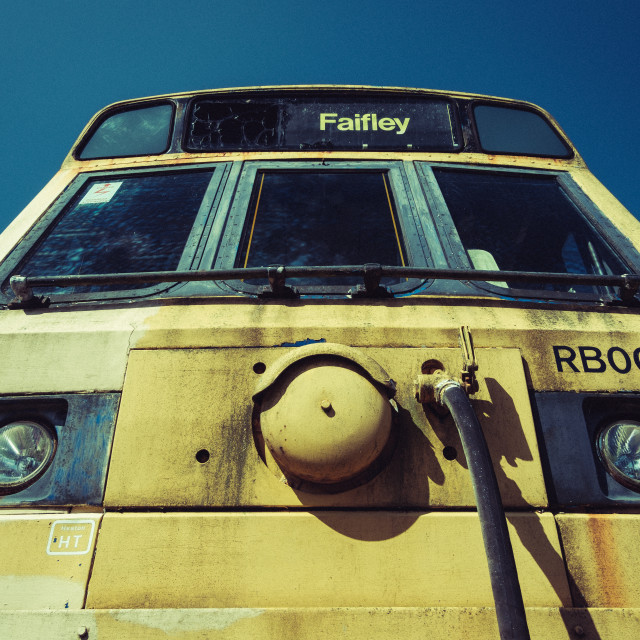 "Exterior of the Prototype BRE-Leyland Railbus at the Whitrope Heritage Centre, Scotland" stock image