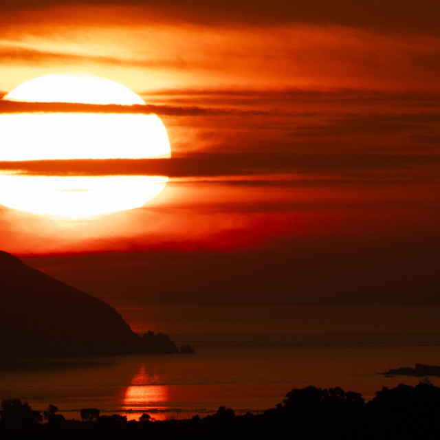 "September Sunrise - Blackhill towards the Sutors, Scottish Highlands" stock image