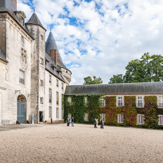 "The interior courtyard of Château de Sully-sur-Loire, France" stock image