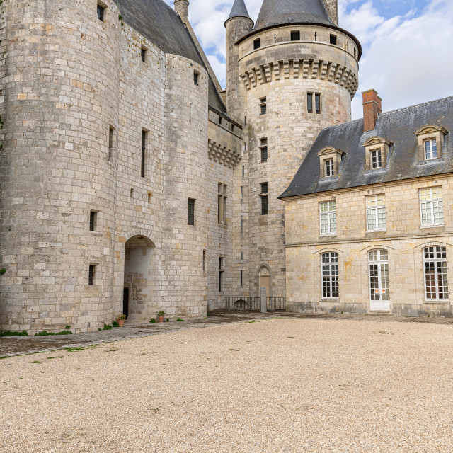 "The interior courtyard of Château de Sully-sur-Loire, France" stock image