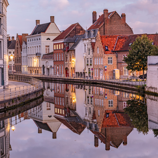 "Morning Brugge reflections" stock image