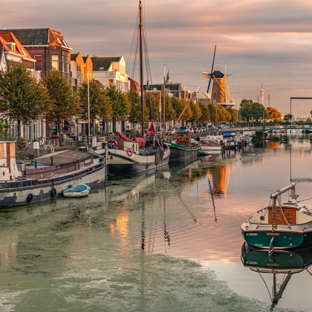 "Delfshaven Canal Evening" stock image