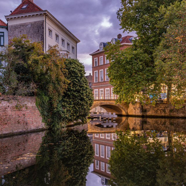 "Reflectiing on Bruges Canals" stock image