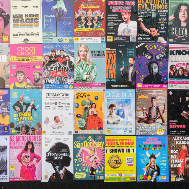 "Edinburgh Fringe Show advertising Posters, Edinburgh, Scotland" stock image