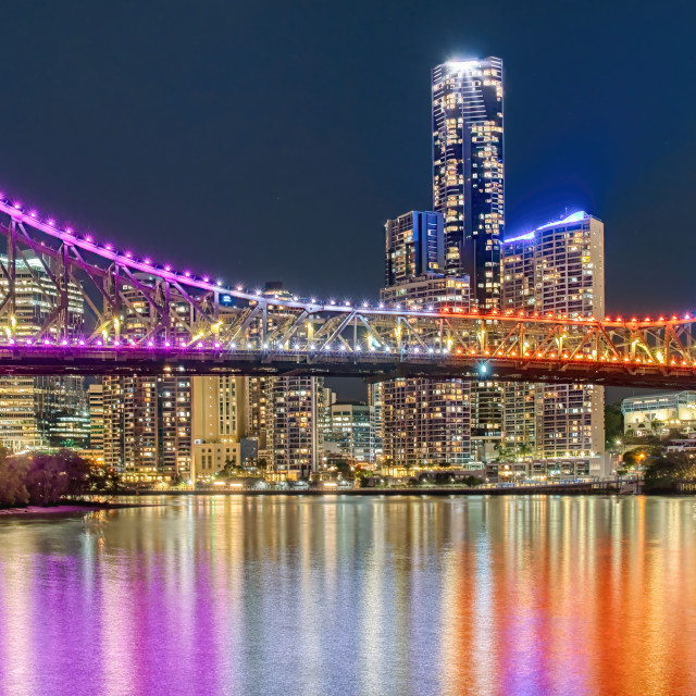 "Colourful Story Bridge and CBD" stock image