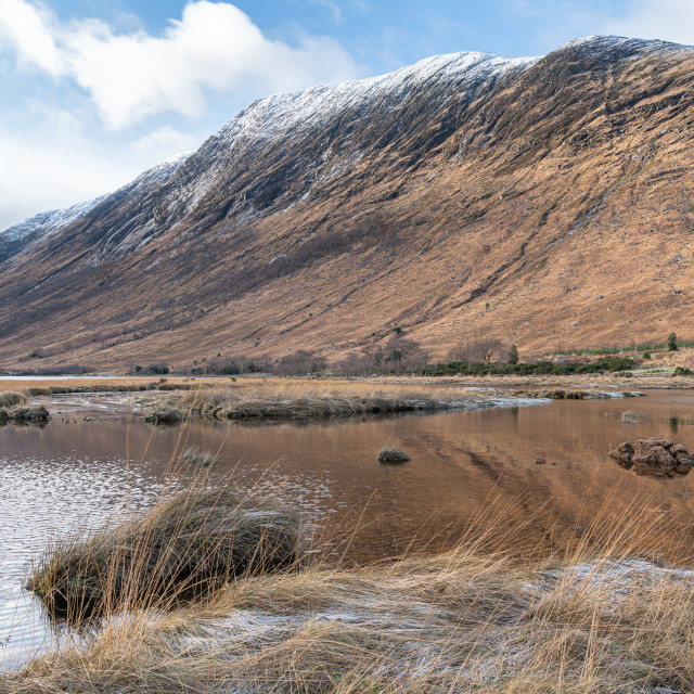 "The meeting point of River Etive and the Loch Etive in the Highlands, Scotland" stock image