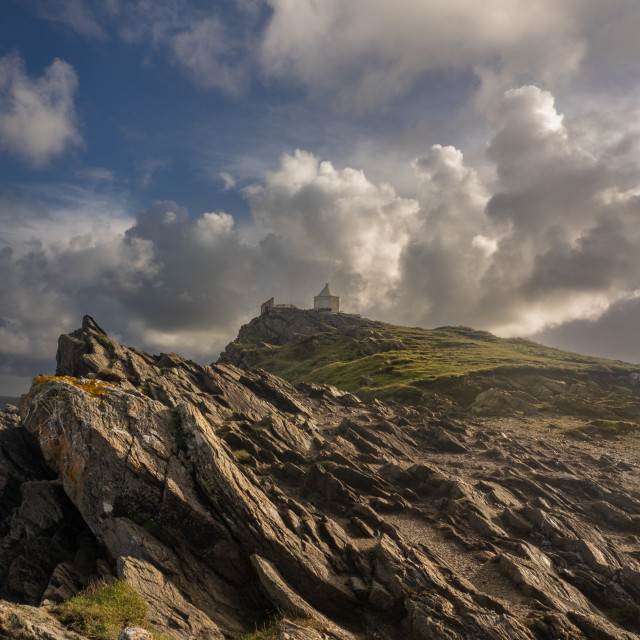 "Morning light at Towan Headland" stock image