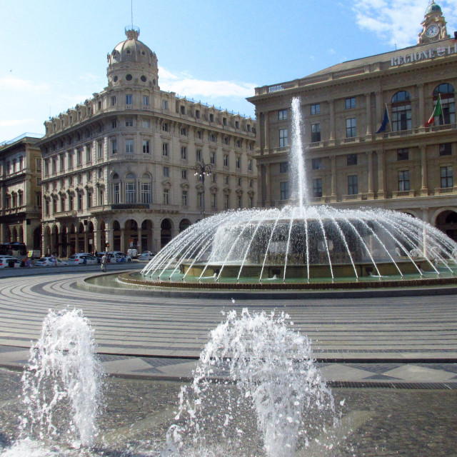 "Fountain at the Piazza de Ferrari in Genoa, Italy" stock image