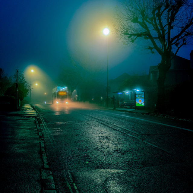 "Cold bus stop" stock image