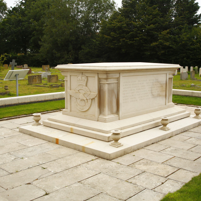 "The R101 airship disaster grave and memorial at Cardington." stock image