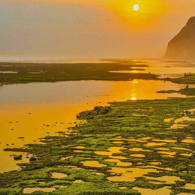 "BALI SUNSET REFLECTION" stock image