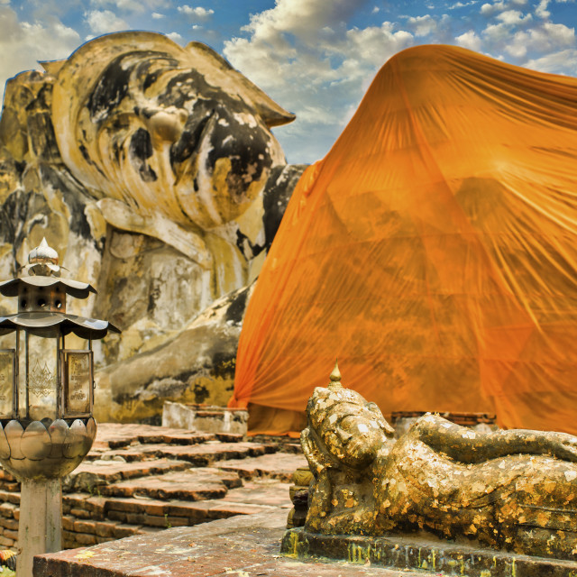 "AYUTTHAYA SLEEPING BUDDHAS" stock image