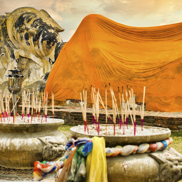 "AYUTTHAYA SLEEPING BUDDHA" stock image