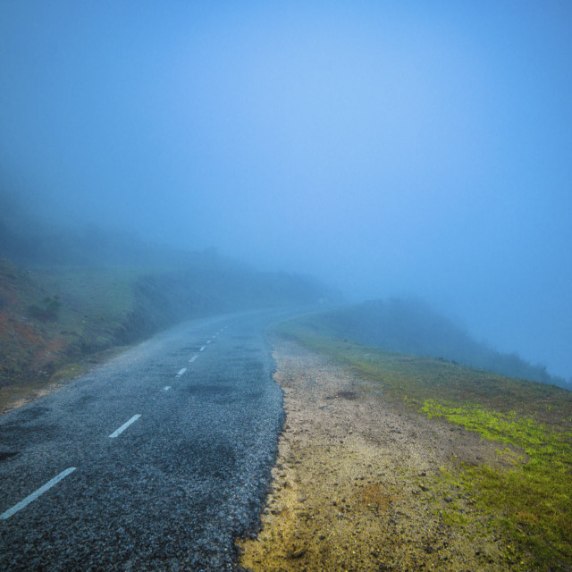 "RIDE INTO THE MIST" stock image