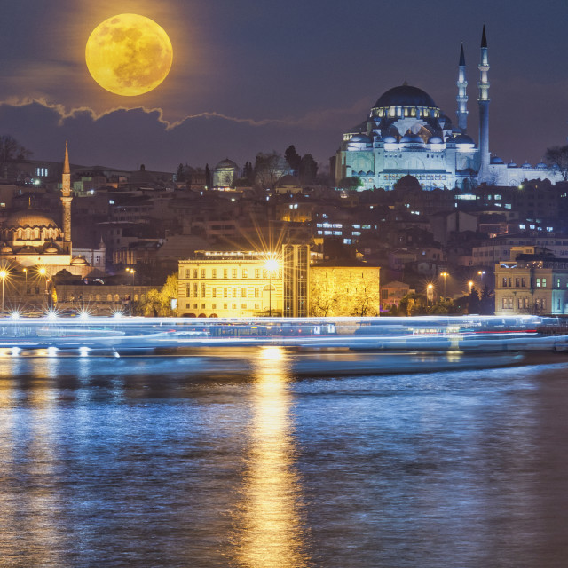 "MOON OVER ISTANBUL" stock image