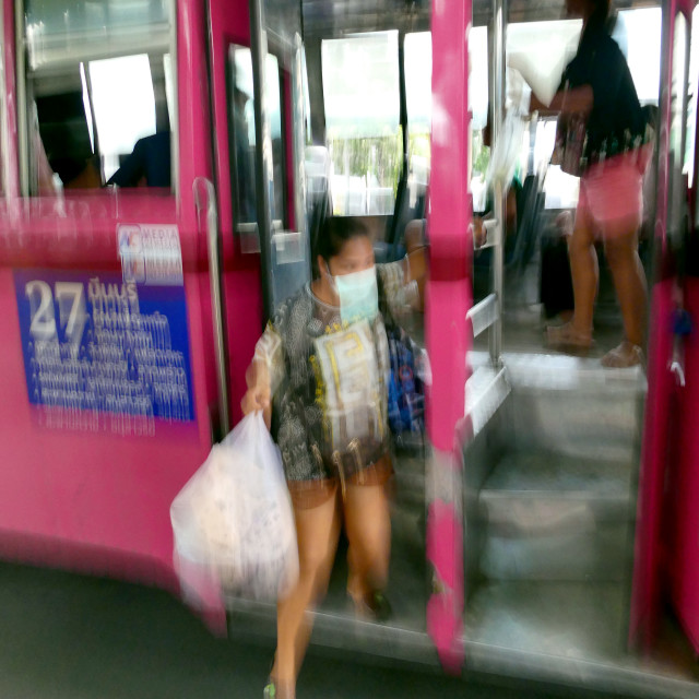 "A blur at the Bangkok Bus Network" stock image