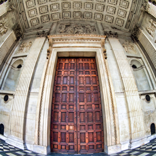 "ST PAUL'S WOODEN DOOR" stock image