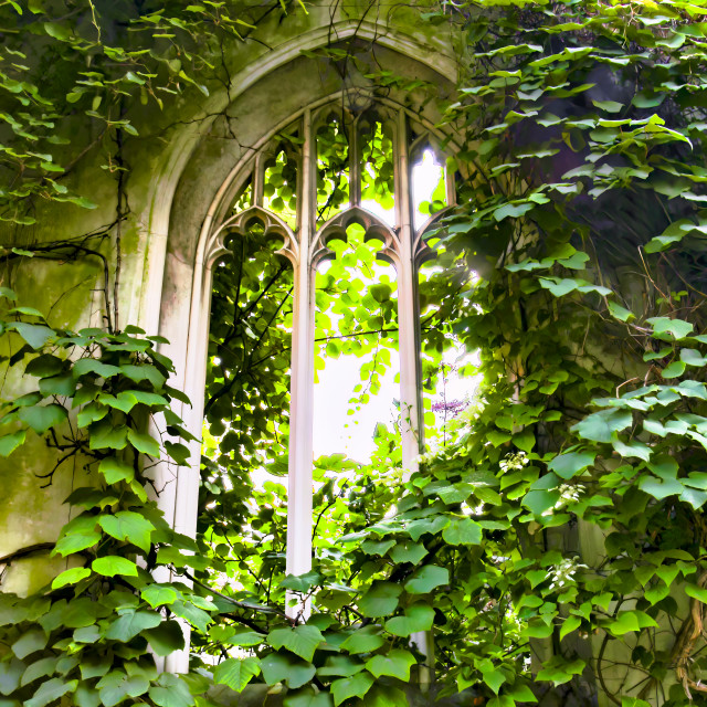 "ST DUNSTAN IN THE EAST ORNATE WINDOW" stock image