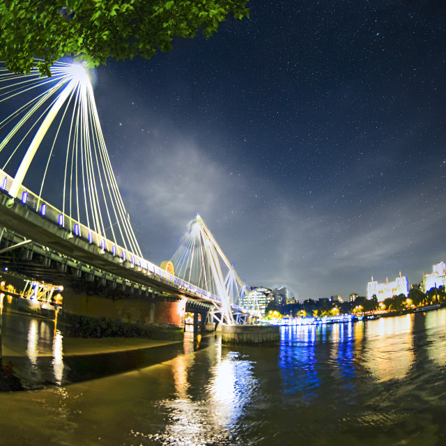 "ILLUMINATED JUBILEE BRIDGE" stock image