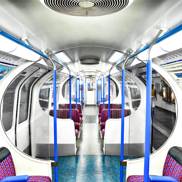 "LONDON TUBE TRAIN INTERIOR" stock image