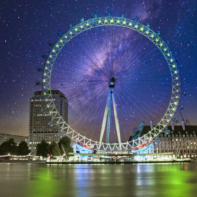 "LONDON EYE AND MILKY WAY" stock image