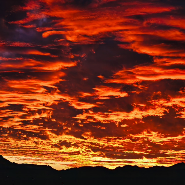 "FIRE IN THE WEST TEXAS SKY" stock image