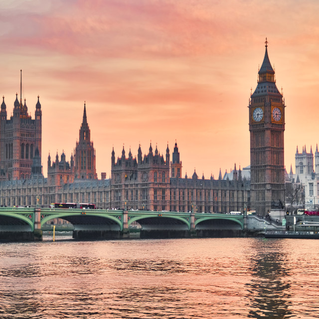 "HOUSES OF PARLIAMENT AT SUNSET II" stock image