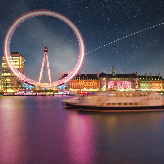 "LONDON EYE AND A SHOOTING STAR" stock image