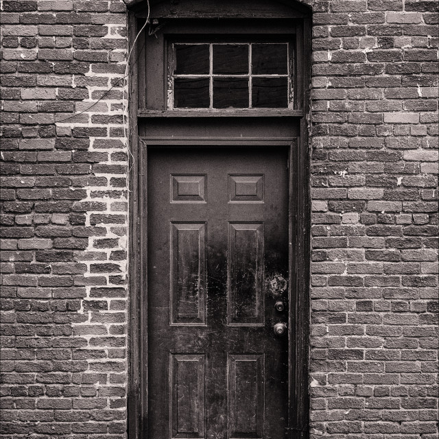 "Old door in B&W" stock image