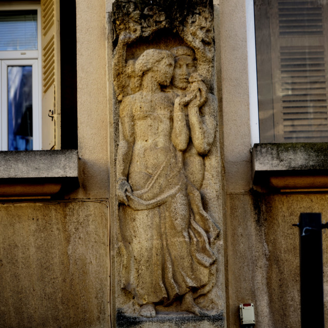 "art deco statues on buildings" stock image