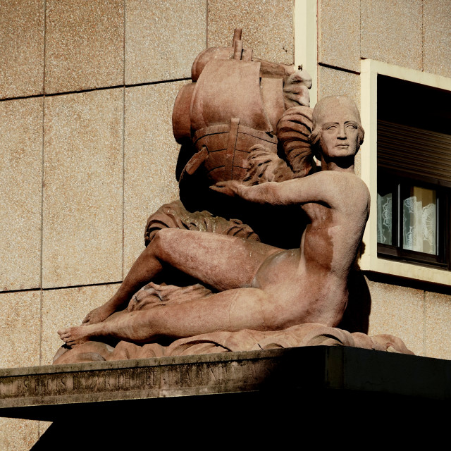 "art deco statues on buildings" stock image