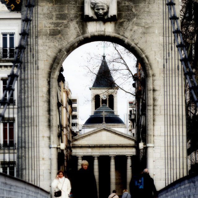 "Pedestrian bridge in Lyon" stock image