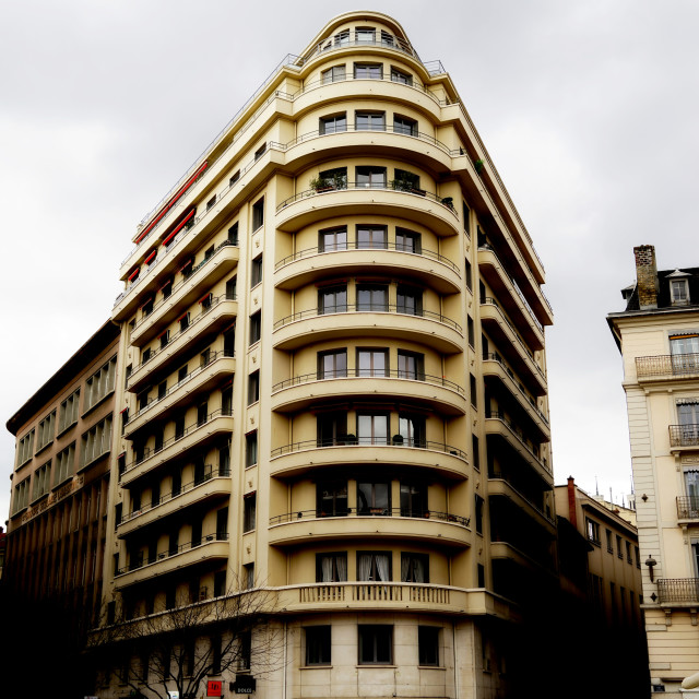 "Corner building in Lyon" stock image