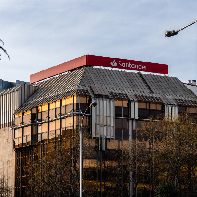 "Santander Bank Building in Madrid" stock image