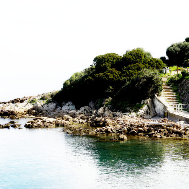 "Walking beside the beach of Antibes" stock image