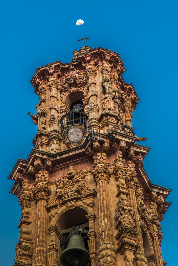 "The bell tower form Santa Prisca and moon" by Expvisual Filmmaking and Photography SAS de CV - $3.62 "The bell tower form Santa Prisca and moon" stock image