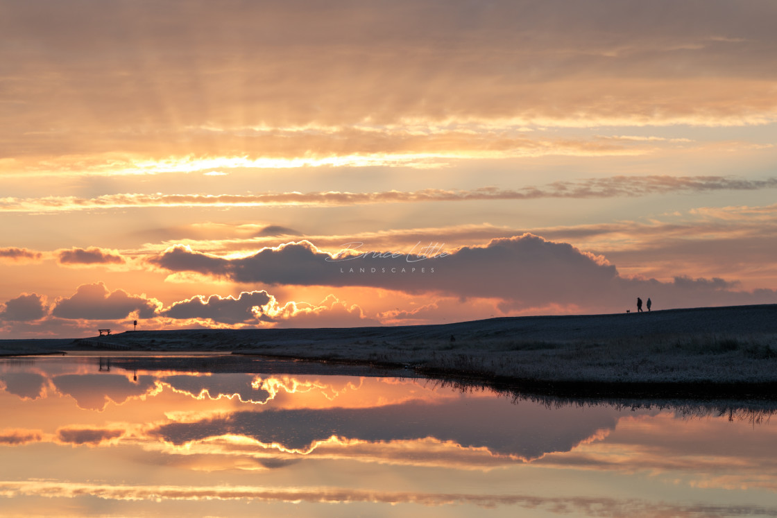 "Spectacular Sunrise at Budleigh Salterton" by Bruce Little - £20.00 "Spectacular Sunrise at Budleigh Salterton" stock image