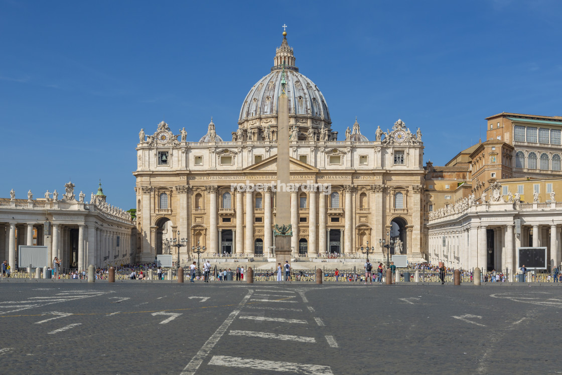 "View of ancient Basilica di San Pietro in the Vatican, symbol of Catholic..." stock image