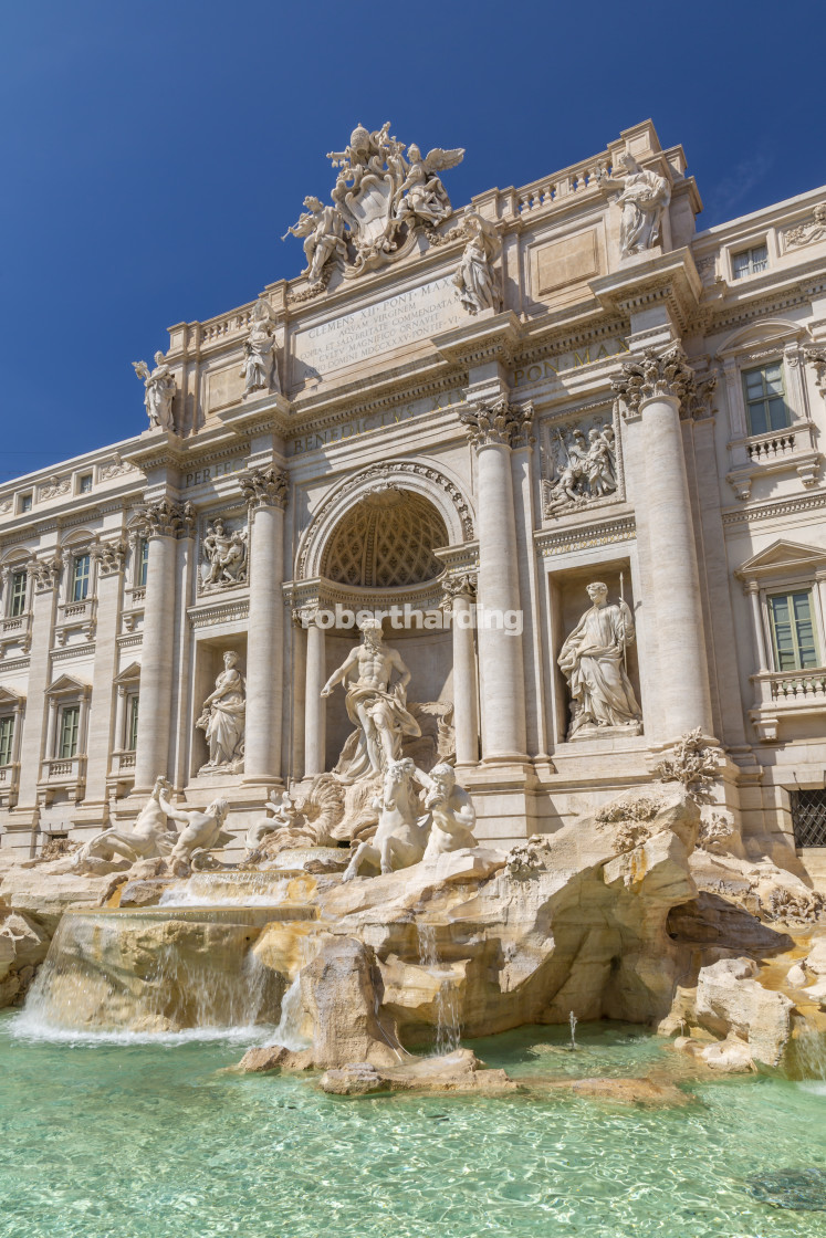 "View of Trevi Fountain in bright sunlight, Piazza di Trevi, Rome, Lazio,..." stock image