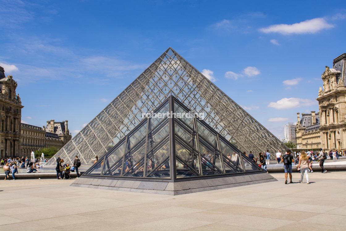 "Leoh Ming Pei glass pyramid in Napoleon Courtyard, The Louvre, Paris, France." by robertharding - $62.60 "Leoh Ming Pei glass pyramid in Napoleon Courtyard, The Louvre, Paris, France." stock image