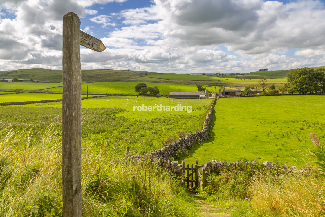 "View of footpath sign and farmland, Tissington, Peak District National Park,..." by robertharding - $62.60 "View of footpath sign and farmland, Tissington, Peak District National Park,..." stock image