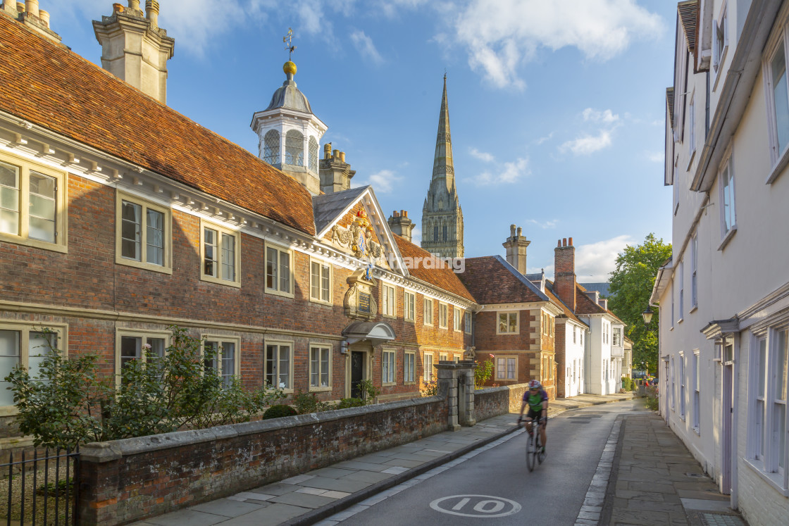 "View of High Street and Salisbury Cathedral in background, Salisbury,..." by robertharding - $62.60 "View of High Street and Salisbury Cathedral in background, Salisbury,..." stock image
